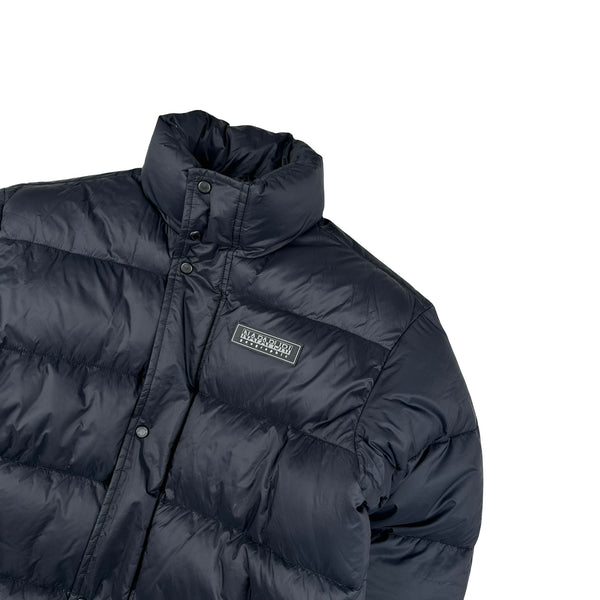 Napapijri Black Spellout Puffer Zipped Jacket - Small