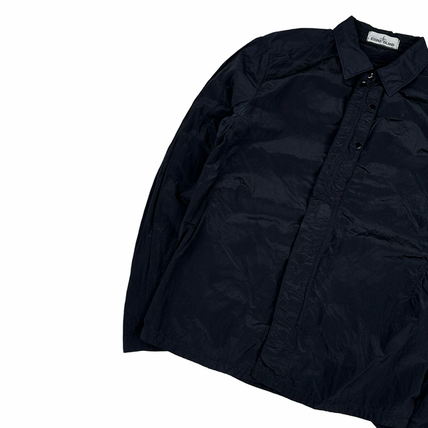 Stone Island Navy Blue Nylon Metal Shimmer Overshirt - Medium