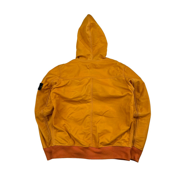Stone Island 2014 Orange Lightweight Leather Felpa Jacket - Large
