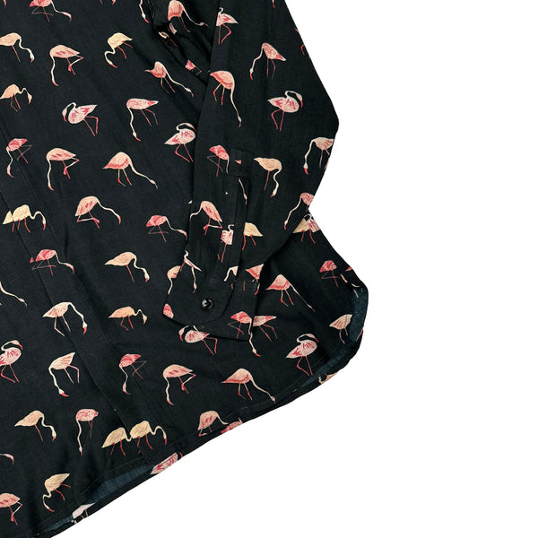 Saint Laurent Viscosa Lightweight Flamingo Print Shirt - Large