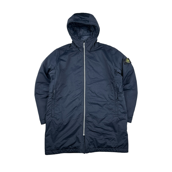 Stone Island 2023 Navy Hyper Dense Nylon Twill Primaloft Long Jacket - Large