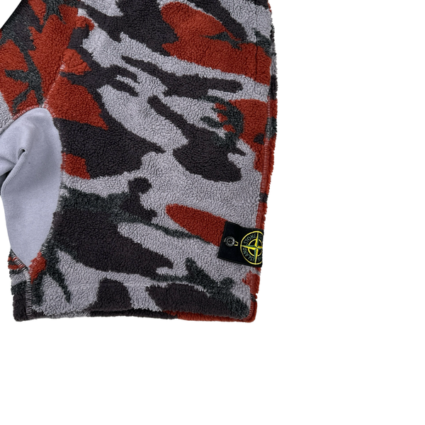 Stone Island 2022 Camo Teddy Fleece Crewneck Shorts Sweatshirt - Medium