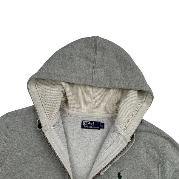 Ralph Lauren Grey Thick Cotton Zipped Hoodie - Large