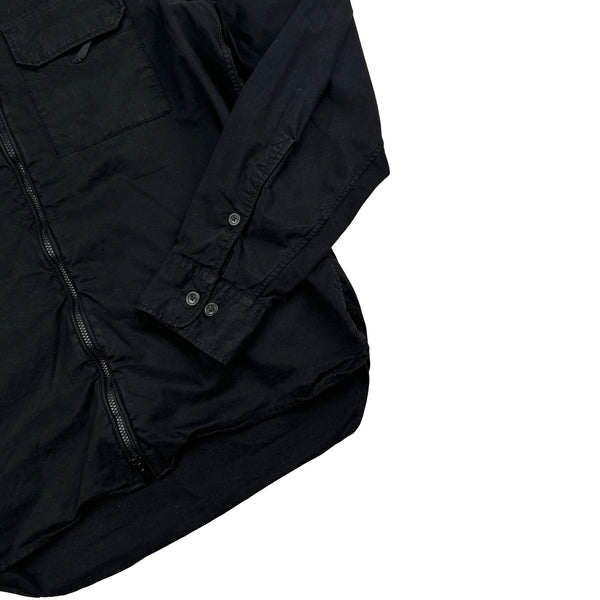 CP Company Black Cotton Lens View Zipped Overshirt - Small