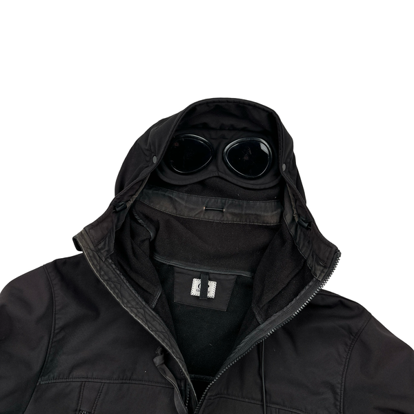 CP Company Black Fleece Lined Soft Shell Goggle Jacket - Large
