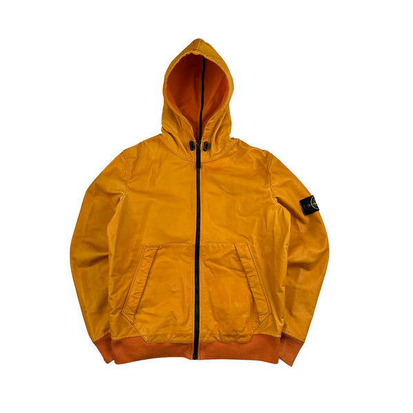 Stone Island 2014 Orange Lightweight Leather Felpa Jacket - Large