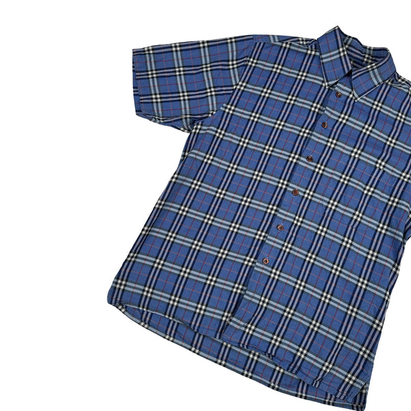 Burberry Cotton Nova Check Button Up Short Sleeve Shirt - Small