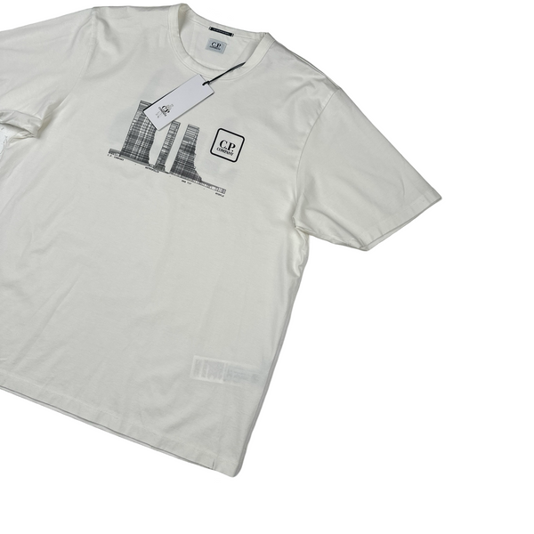 CP Company Metropolis White Graphic Logo T Shirt - Large
