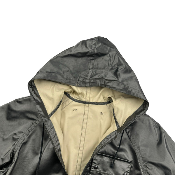 Prada Archive Silver Green Cotton Wool Blend Zipped Hooded Jacket