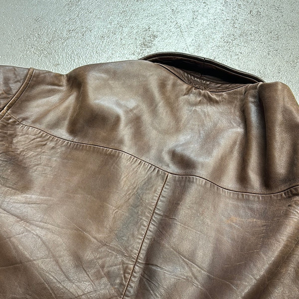 Ralph Lauren Brown Heavyweight Leather Jacket - XXL