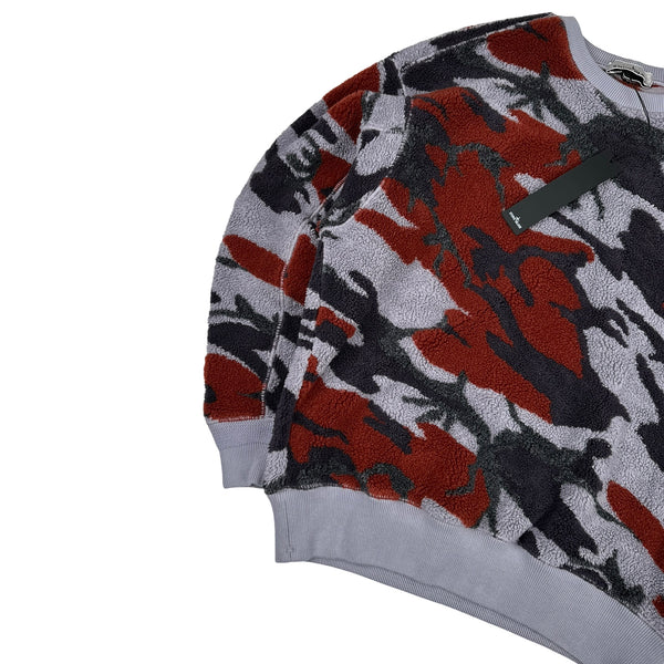 Stone Island 2022 Camo Teddy Fleece Crewneck Shorts Sweatshirt - Medium