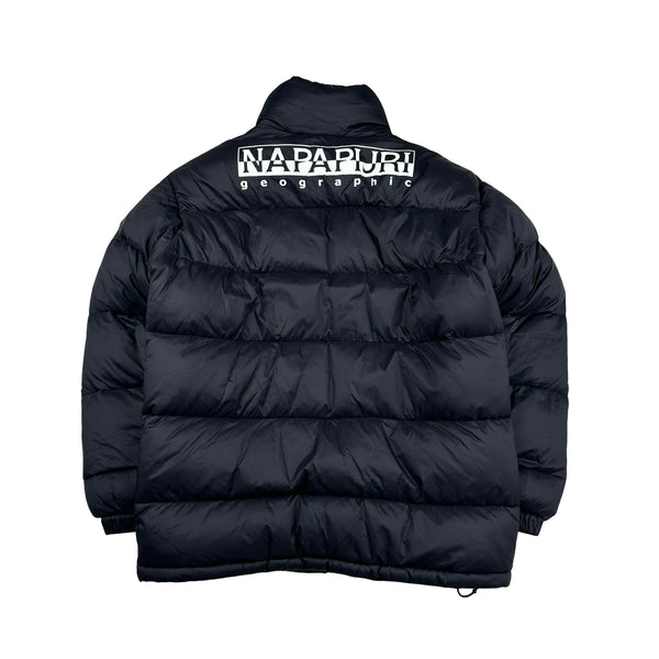 Napapijri Black Spellout Puffer Zipped Jacket - Small