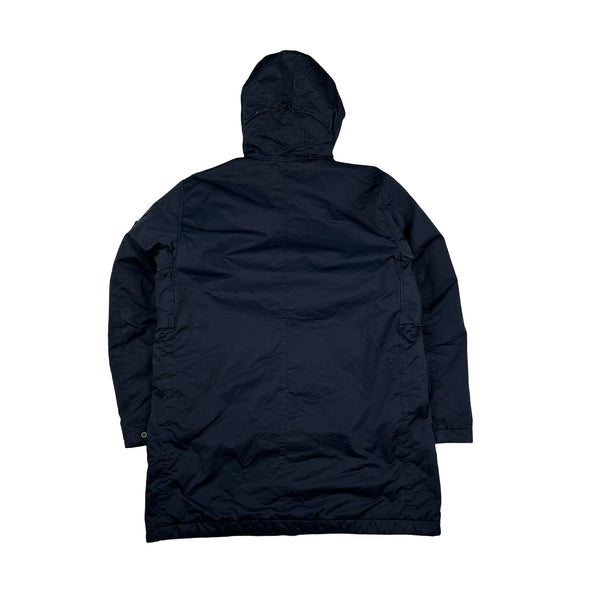 Stone Island 2023 Navy Hyper Dense Nylon Twill Primaloft Long Jacket - Large