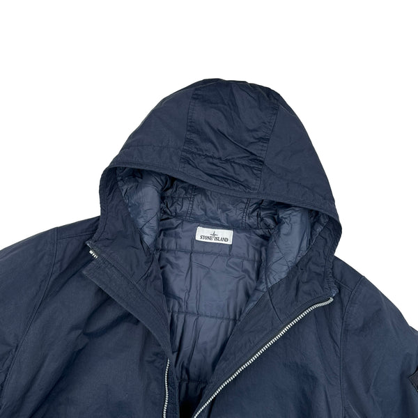 Stone Island 2023 Navy Hyper Dense Nylon Twill Primaloft Long Jacket - Large