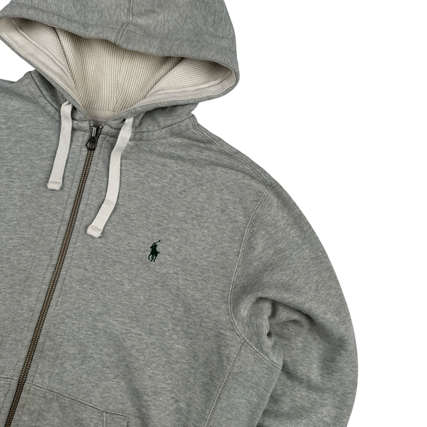 Ralph Lauren Grey Thick Cotton Zipped Hoodie - Large