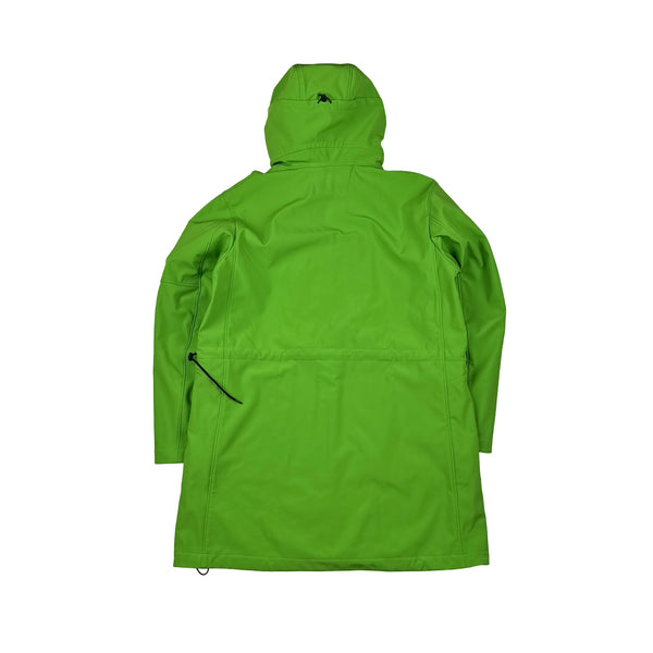 CP Company Green Fleece Lined Long Soft Shell Lens View Jacket - Large