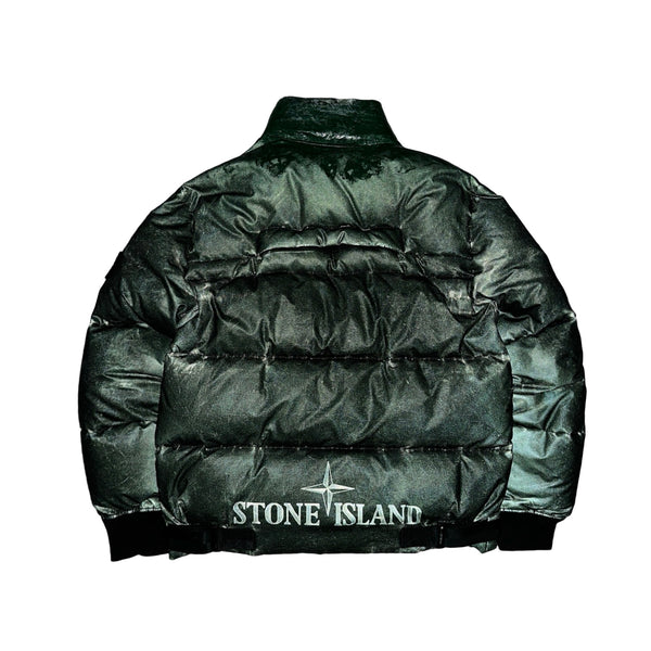 Stone Island 2015 Green Hidden Reflective Spellout Puffer Jacket
