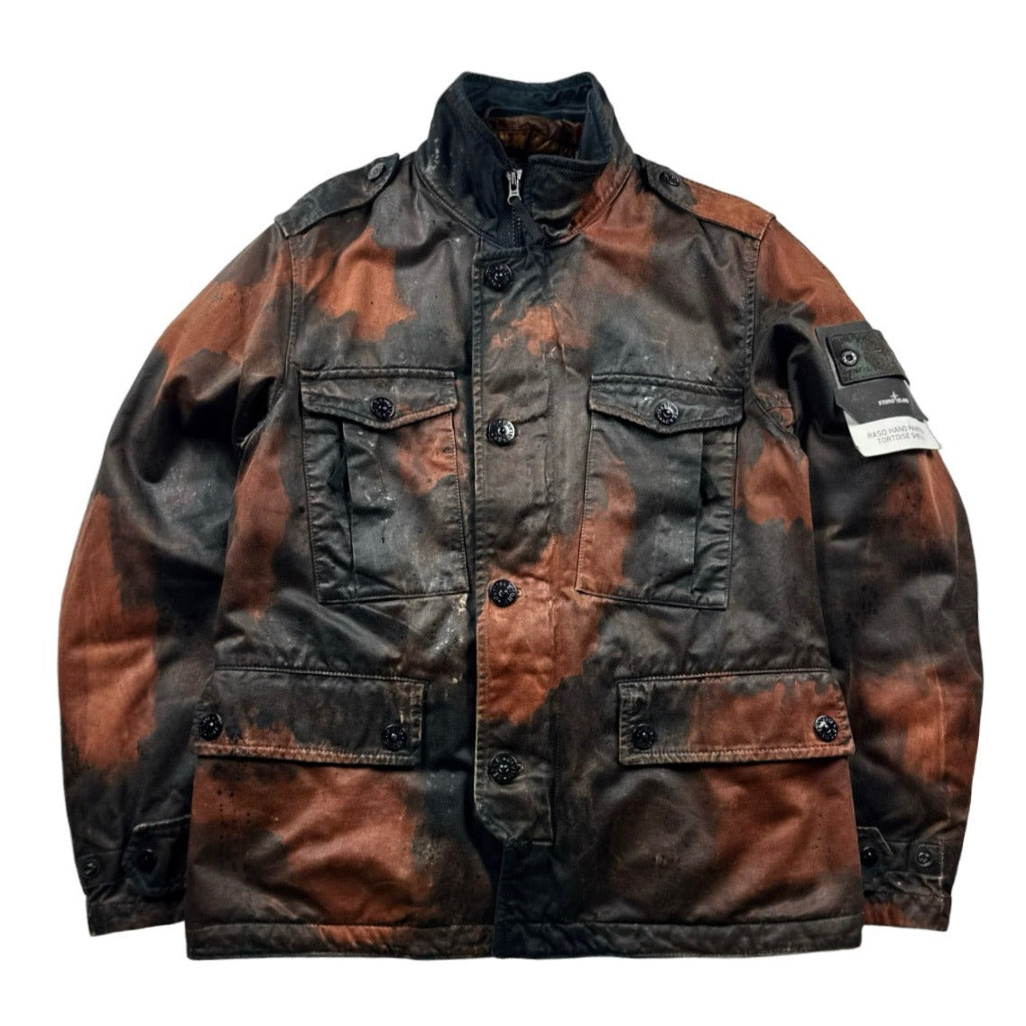 Stone Island Raso Hand Painted Tortoise Shell Camo Field Jacket Medium