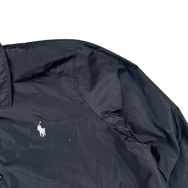 Ralph Lauren Black Double Lined Buttoned Windbreaker Jacket - Medium