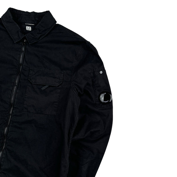 CP Company Black Cotton Lens View Zipped Overshirt - Small