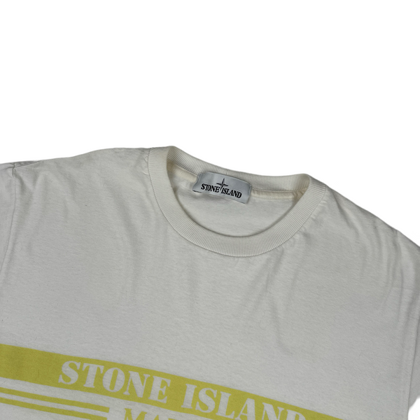 Stone Island 2017 Marina Yellow Spellout Cotton T Shirt - Medium