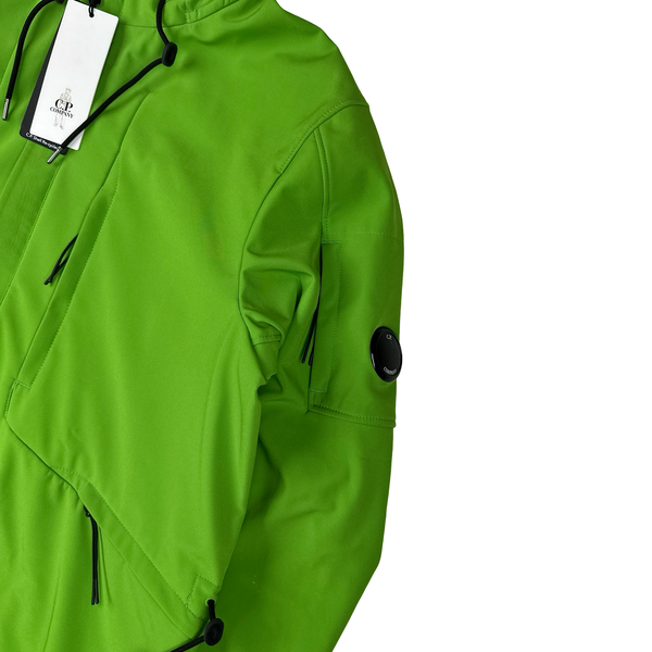 CP Company Green Fleece Lined Long Soft Shell Lens View Jacket - Large