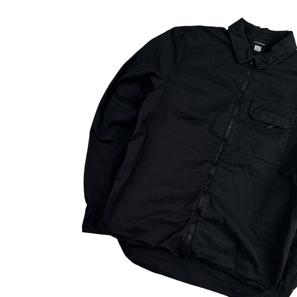 CP Company Black Cotton Lens View Zipped Overshirt - Small