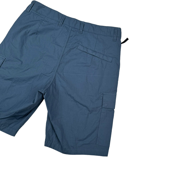 Stone Island 2023 Blue Cotton Cupro Cargo Shorts - Small