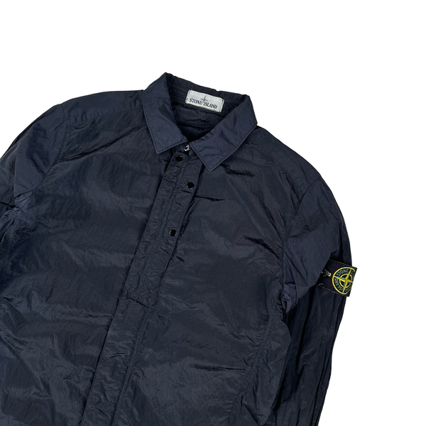 Stone Island Navy Blue Nylon Metal Shimmer Overshirt - Medium