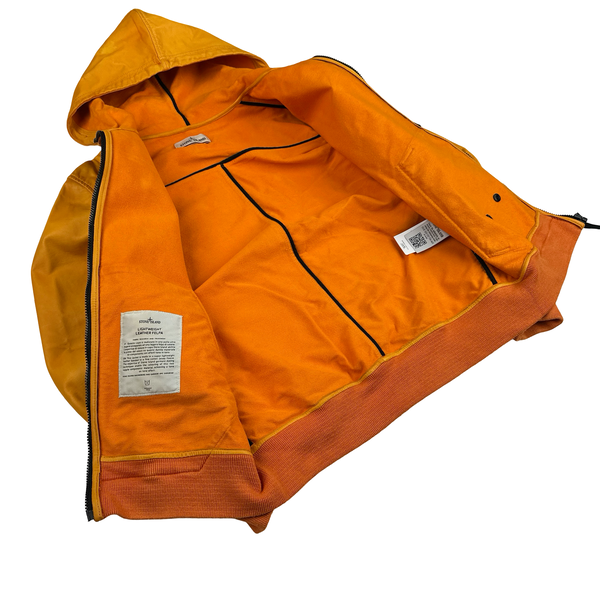 Stone Island 2014 Orange Lightweight Leather Felpa Jacket - Large