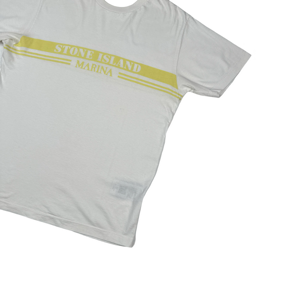 Stone Island 2017 Marina Yellow Spellout Cotton T Shirt - Medium