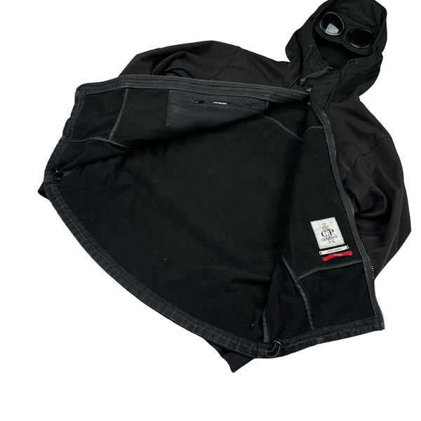 CP Company Black Fleece Lined Soft Shell Goggle Jacket - Large