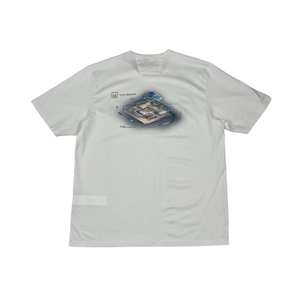 CP Company Metropolis White Graphic Logo T Shirt - Large