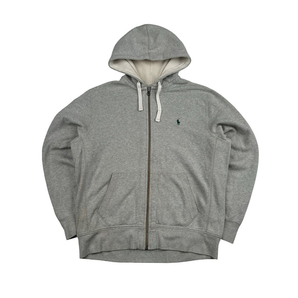 Ralph Lauren Grey Thick Cotton Zipped Hoodie - Large