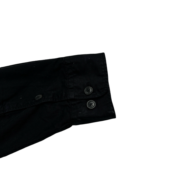CP Company Black Cotton Lens View Zipped Overshirt - Small