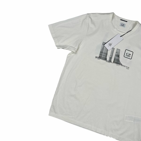 CP Company Metropolis White Graphic Logo T Shirt - Large