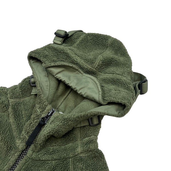 Stone Island 2021 Khaki Green Teddy Fleece Zipped Jacket - Medium