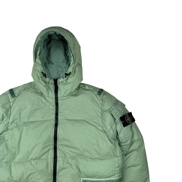 Stone Island 2022 Green Crinkle R-NY Down Puffer Jacket - Medium