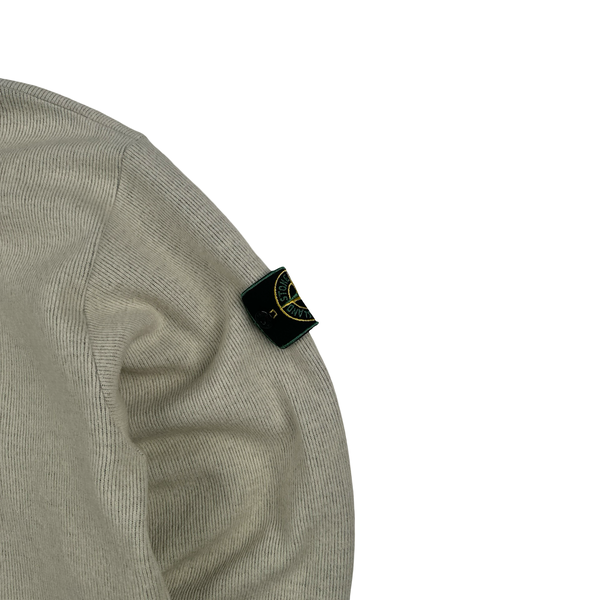 Stone Island 1998 Cream Vintage Wool Blend Buttoned Neck Jumper - Large