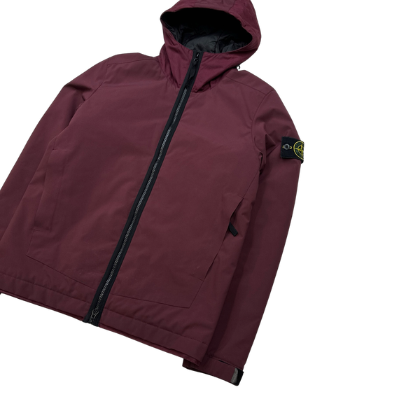 Stone Island Maroon Primaloft Lined Soft Shell Hooded Jacket - Small
