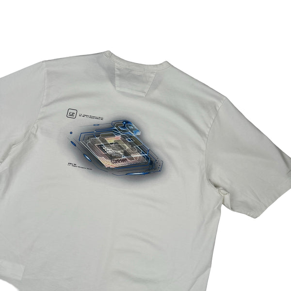 CP Company Metropolis White Graphic Logo T Shirt - Large