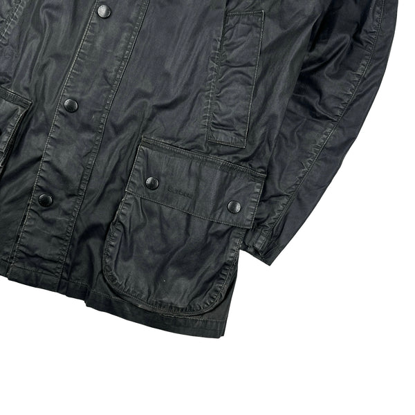 Barbour Dark Green Cotton Wax Field Jacket - Large