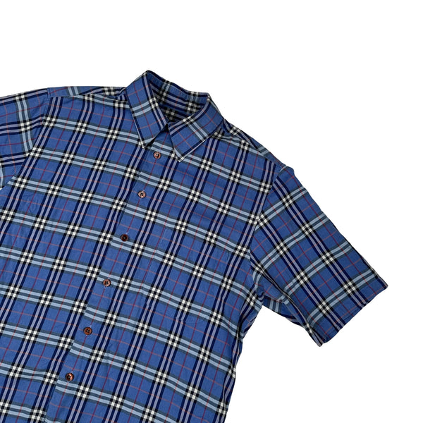 Burberry Cotton Nova Check Button Up Short Sleeve Shirt - Small