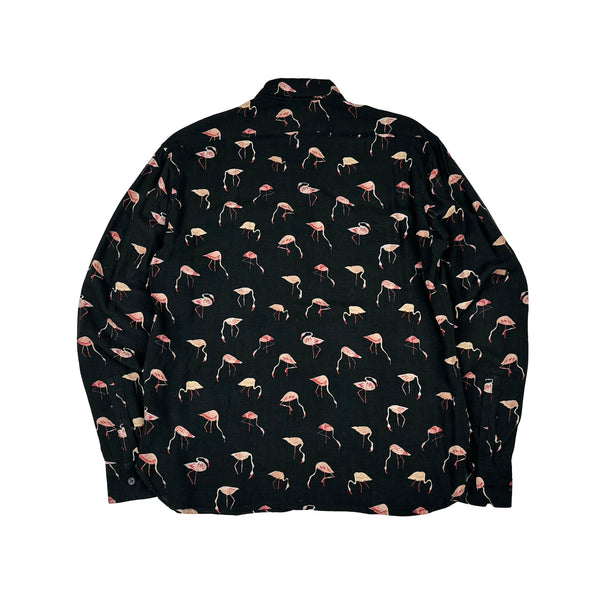 Saint Laurent Viscosa Lightweight Flamingo Print Shirt - Large