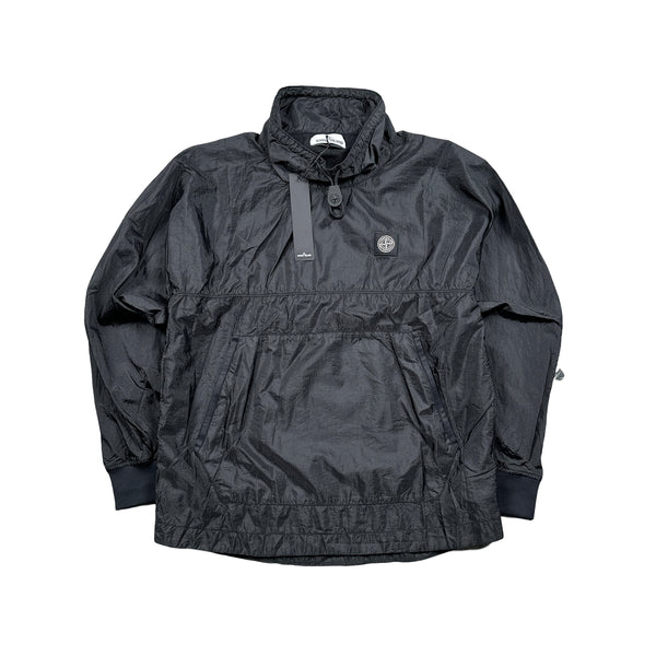 Stone Island 2020 Black Garment Dyed Nylon Metal Rip Stop Smock - Small