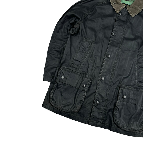 Barbour Dark Green Cotton Wax Field Jacket - Large