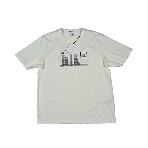 CP Company Metropolis White Graphic Logo T Shirt - Large