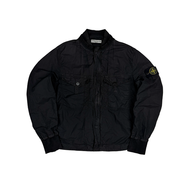 Stone Island 2010 Black Chest Zip Cotton Overshirt Jacket - Large