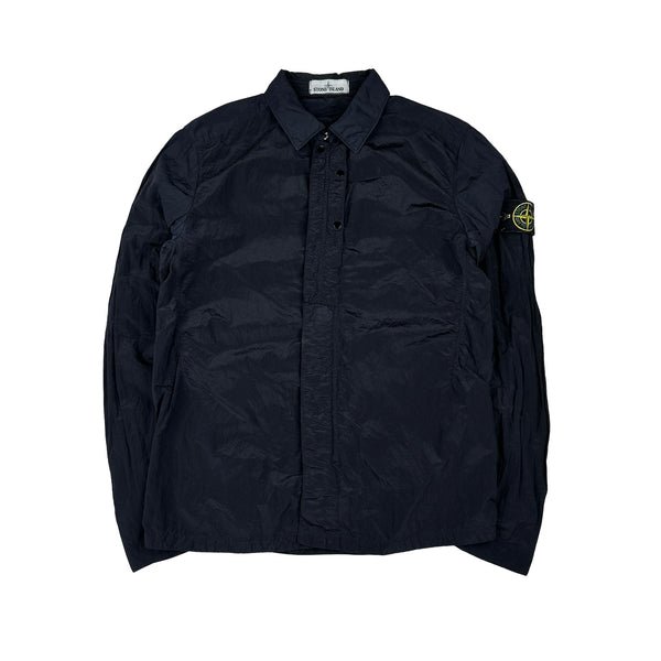 Stone Island Navy Blue Nylon Metal Shimmer Overshirt - Medium