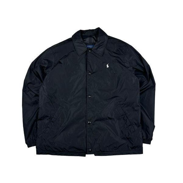 Ralph Lauren Black Double Lined Buttoned Windbreaker Jacket - Medium